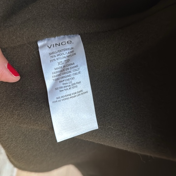 NWOT Vince wool blend trench coat. Army green/brown color, XS, oversized fit. - Picture 8 of 11